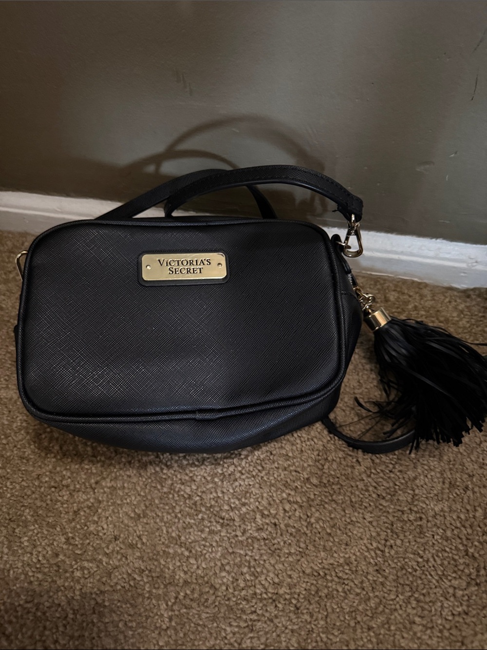 Victoria's Secret Black Crossbody Bag with Tassel